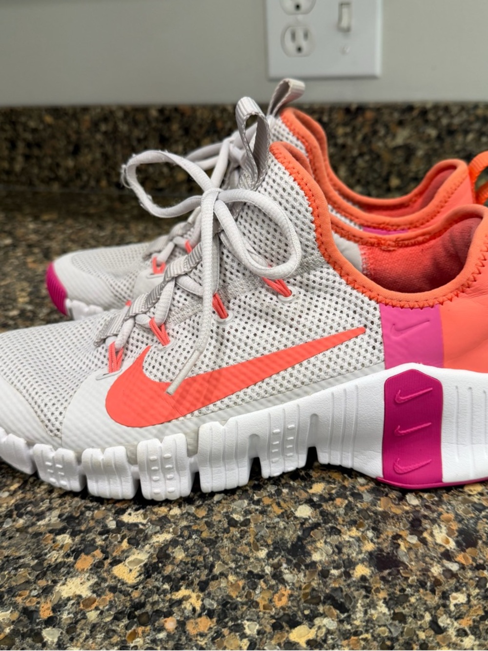 Nike ladies  free metcon White and Coral Athletic Sneakers size 9.5